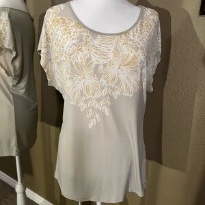 The Limited Women’s Top Blouse Pullover Short Sleeve Size Medium Lightweight Tan